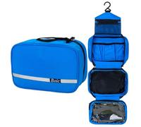 Boic Mens Hanging Toiletry Bag, Upgrade Large Travel Toiletries Bag, Folding Portable Cosmetic Washbag for Men Makeup Bag with 4 Compartments for Business Trip, Gym and Vacation (Blue)