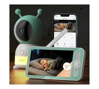 Boifun 2K 2.4GHz WiFi Baby Monitor, Phone App & 5'' Screen Control, Smart Night Light, Night Vision, Cry Motion Sound Detect, 360° Camera, Smartphone, PTZ, Auto-tracking, Humidity Temperature, 4X Zoom