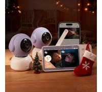 Boifun 2K Baby Monitor with 2 Cameras, 5” Split-Screen Display, App & Wireless Control, Motion & Cry Alerts, Auto Tracking, 2-Way Audio, Temperature & Humidity Sensor, Smart Monitor for Twins