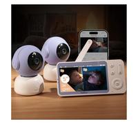 BOIFUN 2K Baby Monitor with 2 Cameras, 5” Split-Screen Display, App & Wireless Control, Motion & Cry Alerts, Auto Tracking, 2-Way Audio, Temperature & Humidity Sensor, Smart Monitor for Twins