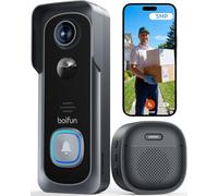 BOIFUN 2K＋ Video Doorbell Camera Wireless, No Monthly Fee, Motion Detection | Two-way Audio, Clear Night Vision, Rechargeable Battery, Works with Alexa, SD Card & Cloud Storage, 2.4GHz, Black/5MP