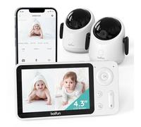 BOIFUN WiFi Baby Monitor With Two Cameras, App & 4.3" Split-Screen Control, 360° Camera, 1080P, Motion&Cry Detection, Auto Tracking, PTZ, Humidity & Temperature Sensor, 2-Way Audio, Custom Alert Area