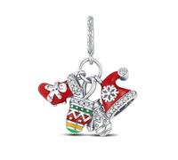 BOIGEGU Christmas Christmas Pendant for Pandora Charms, 925 Sterling Silver, Christmas Snowflake, Santa Claus Charms Bracelet, Christmas Gifts for Women, Mini, Sterling Silver, No Gemstone