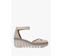 Boij Taupe Leather Closed Toe Wedge Sandals - Taupe Leather / 37