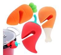 Boil Over Stopper - 3 Piece Silicone Pot Lid Lifter Chili Pepper Clip Set | Spill Proof Lid Holder To Prevent Soup Overflow | Fun Kitchen Cooking Gadget Accessory For Pans