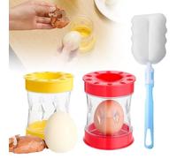 Boiled Egg Peeler for Hard Boiled, 2 Pcs Egg Shell Remover, Hard Boiled Egg Shell Remover for Chicken Quail Eggs, Red and Yellow Design Perfect for Kitchen Daily Use