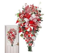 boiler Christmas Candy Cane Wreath For Front Door Christmas Teardrop Swag Garland Red White Candy Cane Teardrop Wreaths Home Indoor Outdoor Garden Decor