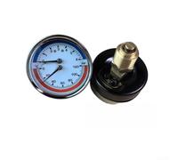 Boiler Pressure Gauge 0-16 Bar Temperature Meter for Underfloor Heating Systems - Dual Display Brass Mechanism Bottom Mount 63mm(Axial 6 Bar)