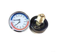 Boiler Temperature & Pressure Gauge 0-120°C 0-16 Bar 63mm | Dual for dial Shows for temp and Bar, 1/4 in for bsp with 1/2 in Adapter, for Underfloor Heating(Axial 6 Bar)