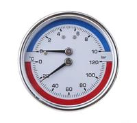 Boiler Temperature Pressure Gauge 0 to 120 Celsius with 0 to 10 Bar Pressure Measurement for Floor Heating Systems Featuring Radial and Axial Mounting Methods (G1/4)