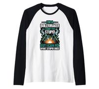 Boilermaker Can't Fix Stupid But Fix What It Does Raglan Baseball Tee