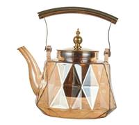 Boiling Tea Kettle Copper Handle Clear Heat Resistant Glass Teapot for Office