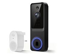 BoilNano 1080P Video Doorbell Camera Wireless, Cloud Storage, Live View, 2-Way Talk, Night Vision, Included Ring Chime, 2.4Ghz WiFi, Indoor/Outdoor Surveillance, Real-Time Alert (Black)