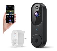 BoilNano 1080P Video Doorbell Camera Wireless, Cloud Storage, Live View, 2-Way Talk, Night Vision, Included Ring Chime, 2.4Ghz WiFi, Real-Time Alert for Indoor/Outdoor Surveillance (Black)