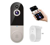 BoilNano 1080P Video Doorbell Camera Wireless, Cloud Storage, Live View, 2-Way Talk, Night Vision, Included Ring Chime, 2.4Ghz WiFi, Indoor Surveillance, Real-Time Alert (Linen)