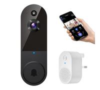 BoilNano 1080P Video Doorbell Camera Wireless, Cloud Storage, Live View, 2-Way Talk, Night Vision, Included Ring Chime, 2.4Ghz WiFi, Indoor Surveillance, Real-Time Alert (Black)