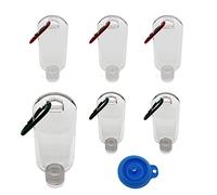 BoiMoe 50ml Travel Bottles, 6PCS Plastic Bottles with Flip Cap, Leakproof Refillable Bottles for Liquid, Travel Size Containers Portable with 6 Clip/1 Collapsible Funnel