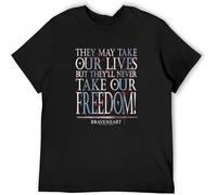 BOINAITS Braveheart Freedom Movie Casual Custom Short Sleeve Cotton T Shirt Black XL