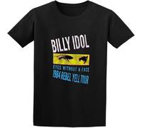 BOINAITS Men's Billy Idol Rebel Yell Tour 1984 Cotton T Shirt Black XL