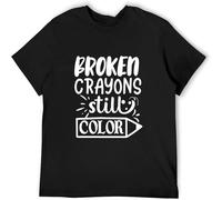 BOINAITS Men's Broken Crayons Still Color Cotton T Shirt Black XL