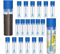 Boisbresil 20Pcs Stool Containers Sample, Plastic Test Tube Cups with Spoon Stool Specimen Cup Blue Cap Cryogenic Test Tube Urine Cups for Laboratory Medical Use School Educational(Blue)