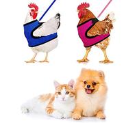 Boisbresil 2PCS Adjustable Chicken Duck Harness with Leash, Chicken Harness Hen Size for Duck Goose Hen Training Walking (Rose Red and Blue, Pink)