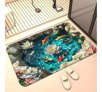 boiszeda 3D Koi Trap Doormat Optical Illusion Door Mat Non-Slip Washable Personalised Mat