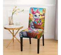 boiszeda Dining Chair Seat Covers Set of 1/2/4/6 Easter Chair Covers, Polka Dot Eggs Stretch for Party Easter Decorations Indoor