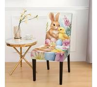 boiszeda Dining Chair Seat Covers Set of 1/2/4/6 Easter Chair Covers, Polka Dot Eggs Stretch for Party Easter Decorations Indoor