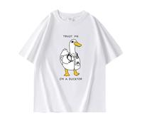boiszeda Funny Punny Duck Doctor T-Shirt Summer Round Neck Pattern T-Shirt for Men and Women