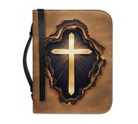 boiszeda God Saying Book Leather Bible Case Protector Wth Zip Book Organizer Carrying Bag Church Handbags for Easter Daily Travel
