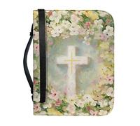 boiszeda God Saying Book Leather Bible Case Protector Wth Zip Book Organizer Carrying Bag Church Handbags for Easter Daily Travel