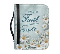 boiszeda God Saying Book Leather Bible Case Protector Wth Zip Book Organizer Carrying Bag Church Handbags for Easter Daily Travel