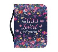 boiszeda God Saying Book Leather Bible Case Protector Wth Zip Book Organizer Carrying Bag Church Handbags for Easter Daily Travel