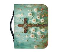 boiszeda God Saying Book Leather Bible Case Protector Wth Zip Book Organizer Carrying Bag Church Handbags for Easter Daily Travel