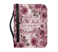 boiszeda God Saying Book Leather Bible Case Protector Wth Zip Book Organizer Carrying Bag Church Handbags for Easter Daily Travel