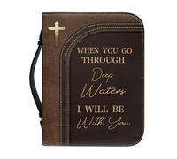 boiszeda God Saying Book Leather Bible Case Protector Wth Zip Book Organizer Carrying Bag Church Handbags for Easter Daily Travel