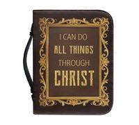 boiszeda God Saying Book Leather Bible Case Protector Wth Zip Book Organizer Carrying Bag Church Handbags for Easter Daily Travel