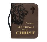 boiszeda God Saying Book Leather Bible Case Protector Wth Zip Book Organizer Carrying Bag Church Handbags for Easter Daily Travel