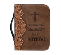 boiszeda God Saying Book Leather Bible Case Protector Wth Zip Book Organizer Carrying Bag Church Handbags for Easter Daily Travel