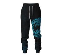 boiszeda Men's Viking Trousers Retro Nordic Mythology Viking 3D Print Drawstring Elastic Waist Jogger Pants