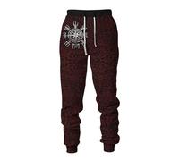 boiszeda Men's Viking Trousers Retro Nordic Mythology Viking 3D Print Drawstring Elastic Waist Jogger Pants