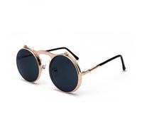boiszeda Vintage Gothic Style Flip Sunglasses Steampunk Round Sunglasses for Women Men, Not-polarized UV400 Protective