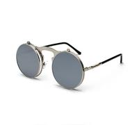 boiszeda Vintage Gothic Style Flip Sunglasses Steampunk Round Sunglasses for Women Men, Not-polarized UV400 Protective