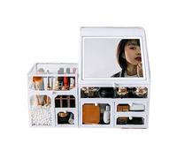 Boîte de Rangement Pour le maquillage 3 in 1 Stackable Cosmetic Makeup Organizer Box with Mirror and Drawers, Make Up & Jewelry Storage Display Case, Spacious Design Great Holder for Dresser, Bathroo