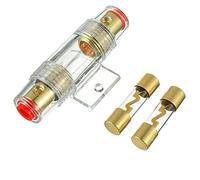 BOJACK 1 Pcs Gold Plated Inline AGU Fuse Holder & 2 Pcs Gold Plated Glass 50A AGU Fuse for Automotive Audio Power Safety Protection (50A)