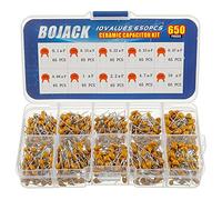 BOJACK 10 Type 650Pcs Ceramic Capacitor Assortment Kit Capacitors From 0.1uf/100 nF to 10 uF in a Box