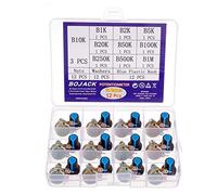BOJACK 10 Values 12 Pcs B1K-B1M Ohm Knurled Shaft 3 Terminals Linear Taper Rotary Potentiometer(WH148) Single Turn Carbon Film Variable Resistor Assortment Kit