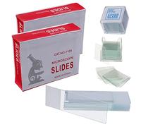 BOJACK 100 Pcs Pre-Cleaned Microscope Slides with Ground Edge and 200 Pcs Pre-Cleaned Microscope Cover Glasses with 4 Plastic Droppers