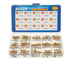 BOJACK 15 Values 600Pcs Ceramic Capacitor Assortment Kit Capacitors from 10pf to 100nF in a Box
